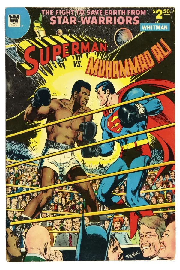 

DIY frame Superman vs Muhammad Ali 1978 Retro Wall Decor posters art silk Fabric Poster