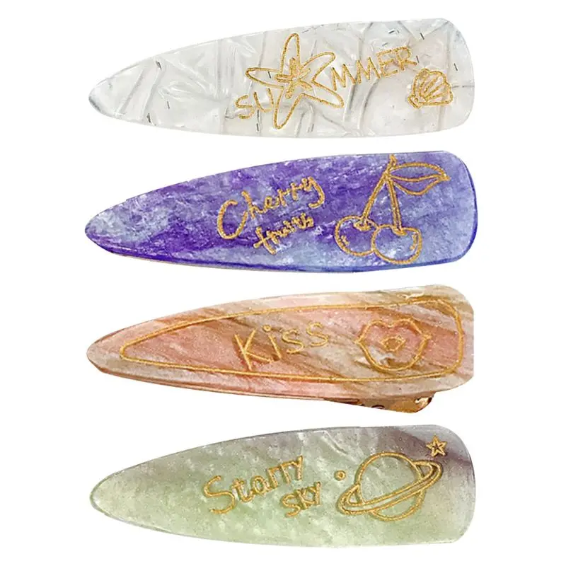 

Ocean Style Hot Gold Starfish Seashell Letters Hair Clips Women Colored Shimmer Acetate Water Drop Hairpins Water Drop Barrette