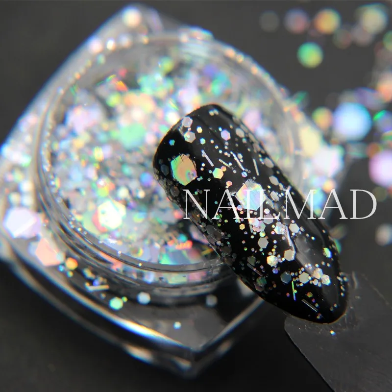 3ml/box Nail Art Glitter Mix Hexagon Acrylic Glitter Mixes Nail Sequins Holographic Glitter Nail Art Decorations