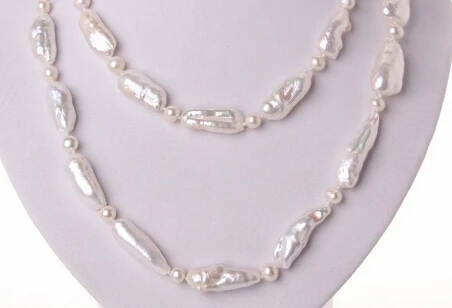 

Miss charm Jew1388 long 43" big 30mm baroque white freshwater cultured pearl necklace AAA