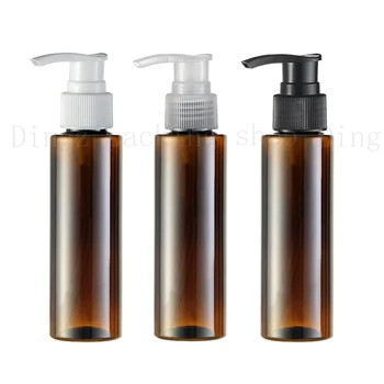

30pcs 100ml(R24) brown spiral lotion pump bottle 100cc Shower Gel Facial Cream Bottle perfume refill bottle Plastic Bottles
