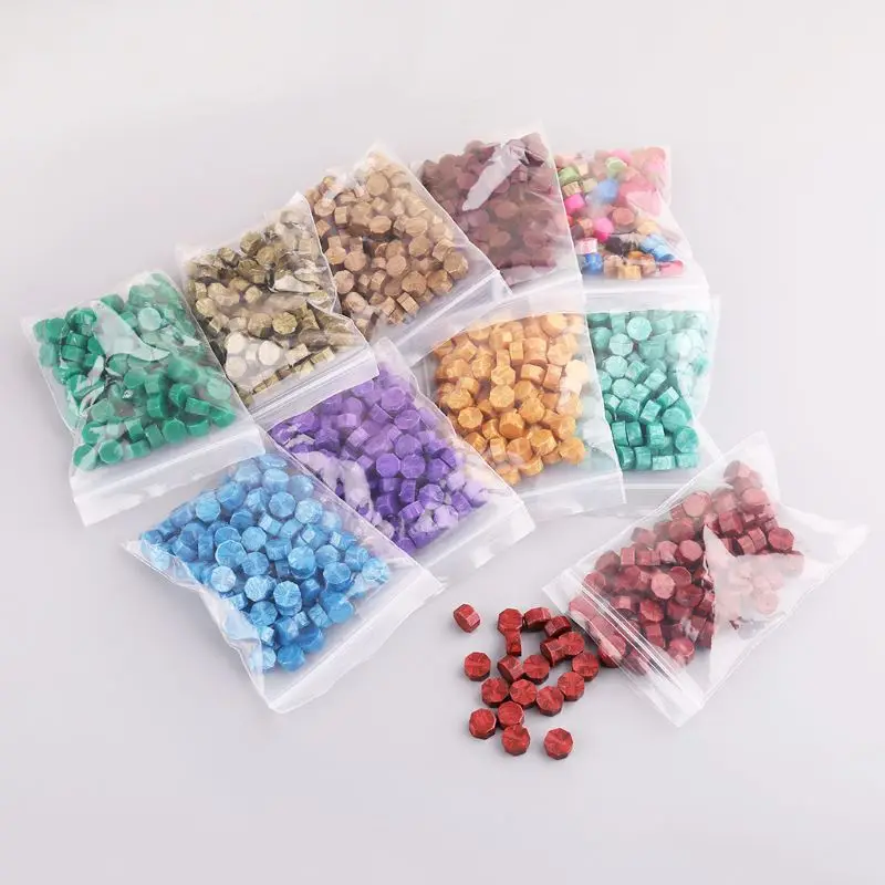 

100Pcs Envelope Seal Seal Wax Retro Octagon Beads DIY Decor Multicolor Stamps