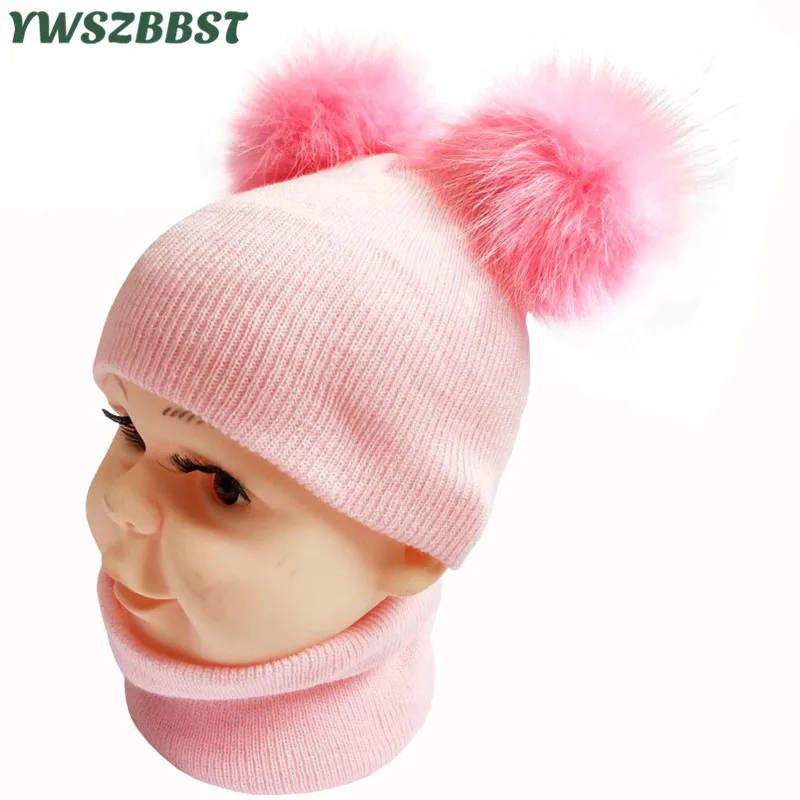 Mode bébé chapeaux avec des boules de pompon printemps automne hiver bébé chapeau avec écharpe 0 à 4Y enfant chapeaux tricot casquette filles casquettes garçons bonnets