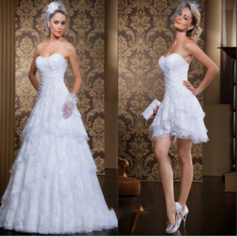 

Detachable Removable A Line Wedding Dress Off Shoulder Ruffled Beaded Sequin Bridal Bride Dress Wedding Gown