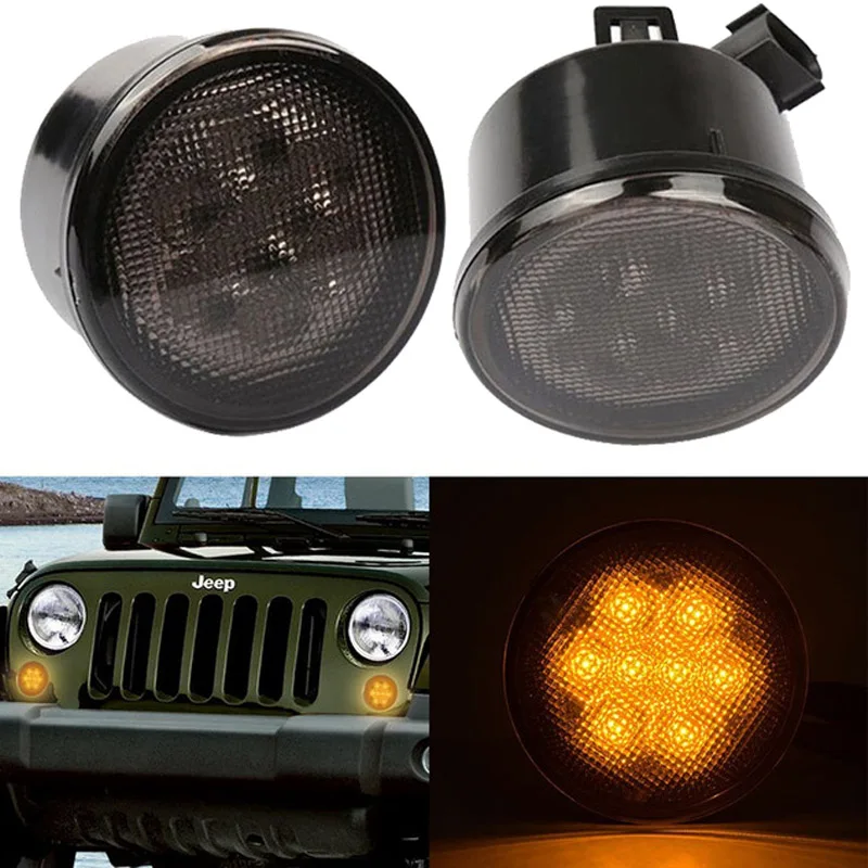 Front LED Turning Signals For Jeep Wrangler JK Fender Flares Lights For