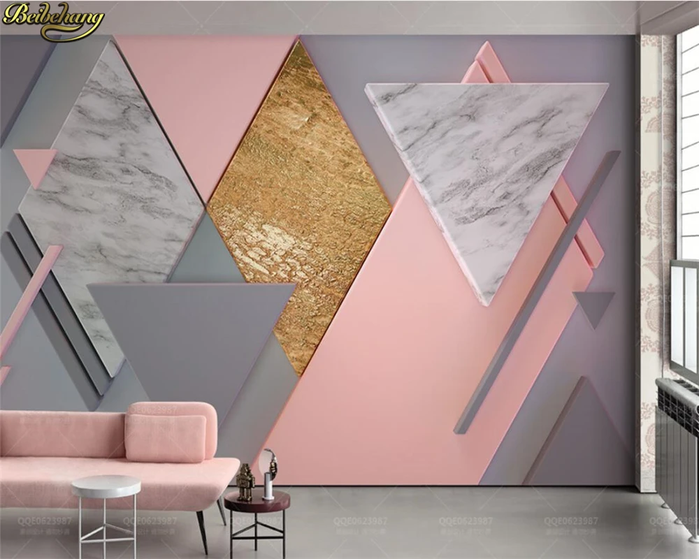 Beibehang مخصص صور خلفيات جدارية عاري الوردي ساحة 3d مضلع الإضاءة تلفزيون خلفية جدار ديكور المنزل