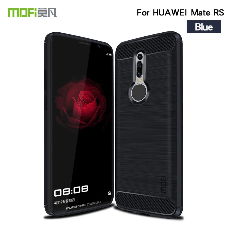 MOFi для huawei mate RS 6," Чехол ударопрочный из углеродного волокна Мягкий ТПУ противоударный чехол для huawei mate RS rs RS mate RS - Цвет: Синий
