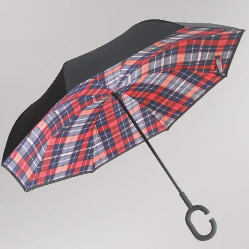 Дропшиппинг ветронепроницаемый двухсторонний складной двуслойный перевернутый зонтик с длинной ручкой от дождя, зонты для автомобиля для женщин - Цвет: 2