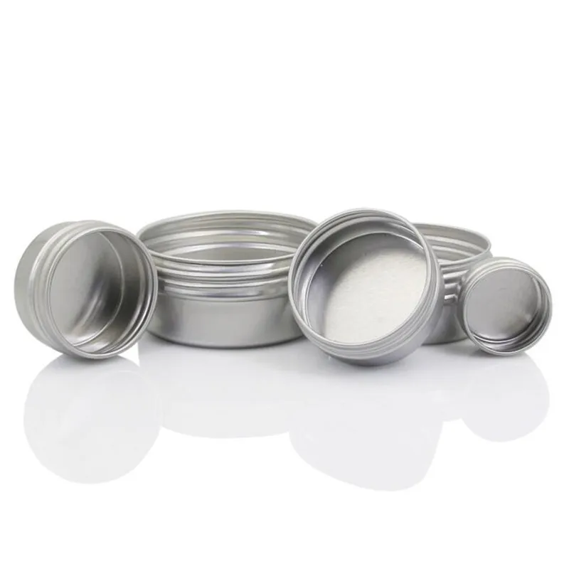 

10pcs/lot Cream Jar Tin Cosmetic Lip Balm Containers Nail Derocation Crafts Pot Refillable Bottle Screw Thread Empty Aluminum