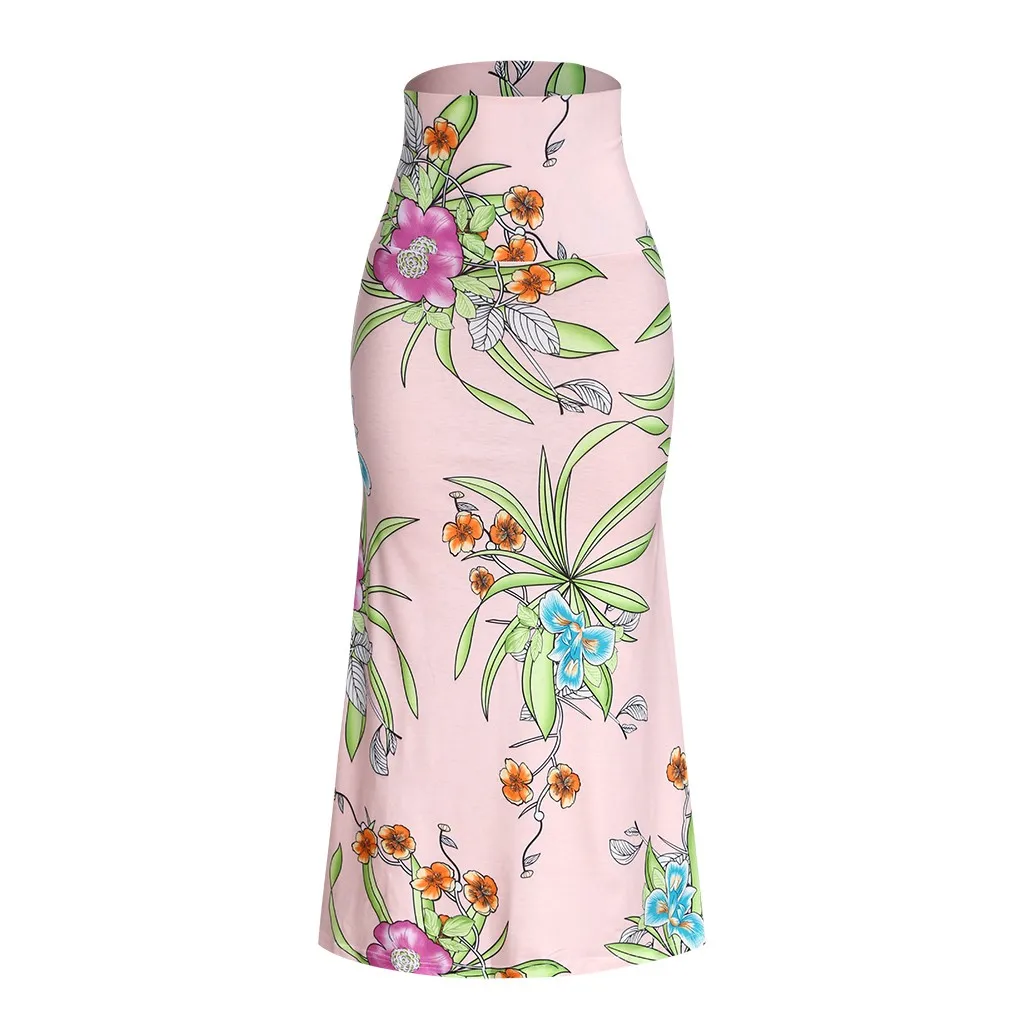 

Women Suede Solid Color Pencil Skirt Female Spring Autumn Basic High Waist Flower Printing Slim Regular Long Maxi Skirt 5.16