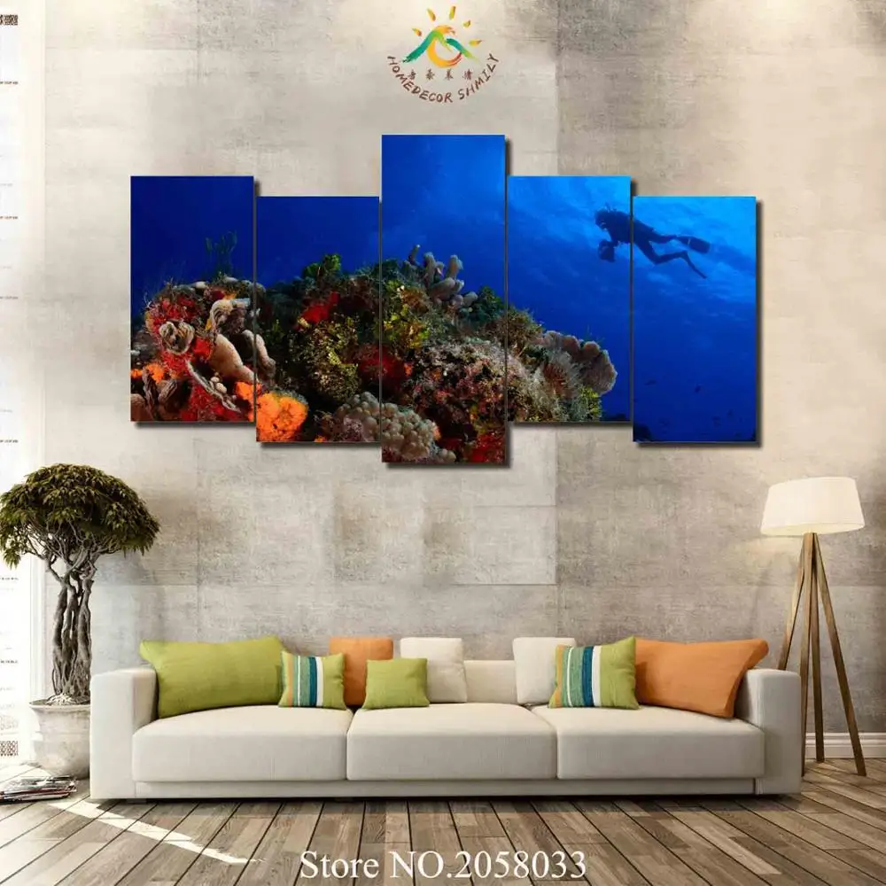 

3-4-5 Pieces Diving Deep Ocean Modern Wall Art Canvas Printed Painting Poster Modular HD Wall Art Painting HD Pictures