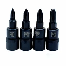 4 Piece Phillips Screwdriver Bits 1/4 Inch Square Drive Socket Adapter Hand Tools PH0 PH1 PH2 PH3 Phillips Key Socket Bit Set