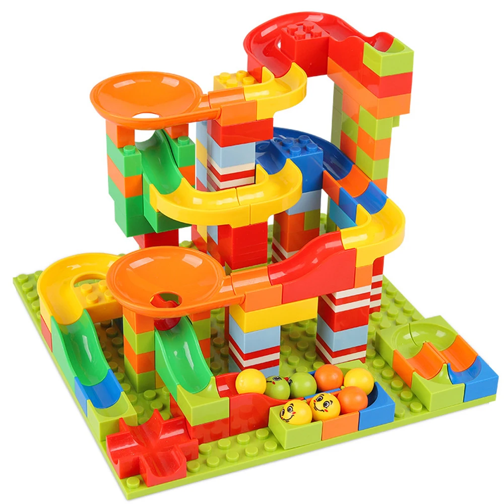 165-330 шт DIY строительные блоки мраморный гоночный лабиринт, Шариковая дорожка, моделирующие строительные игрушки для детей, совместимые брендовые блоки