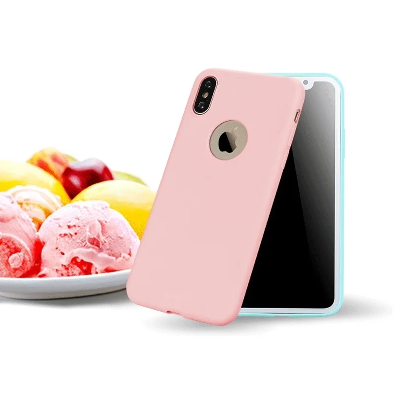 

Phone Case For iPhone XS Max Simple Solid Color Ultrathin Soft TPU Case For iPhone XR XS X Max Fashion Candy Scrub Cover EEMIA