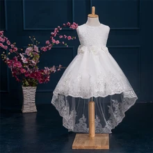 Новинка года; летнее платье для маленьких девочек однотонная кружевная детская одежда принцессы вечерние платья для От 4 до 12 лет и школы; детское платье