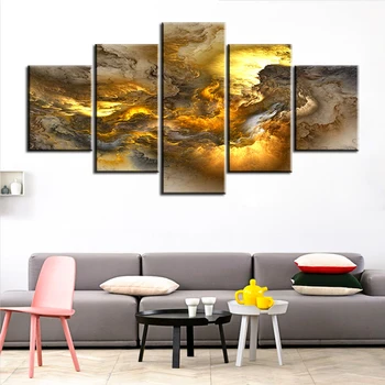 

5panel darkness yellow abstract cloud NO FRAME Oil Painting Canvas Prints Wall Art Pictures For Living Room Decorations