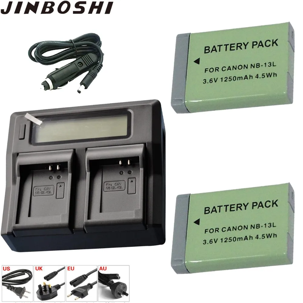 

2Pcs 1250mAh NB-13L NB 13L Batteries + LCD Dual Charger for Canon PowerShot G1 X Mark III, G5 X G5X G7 X Mark II SX720 HS