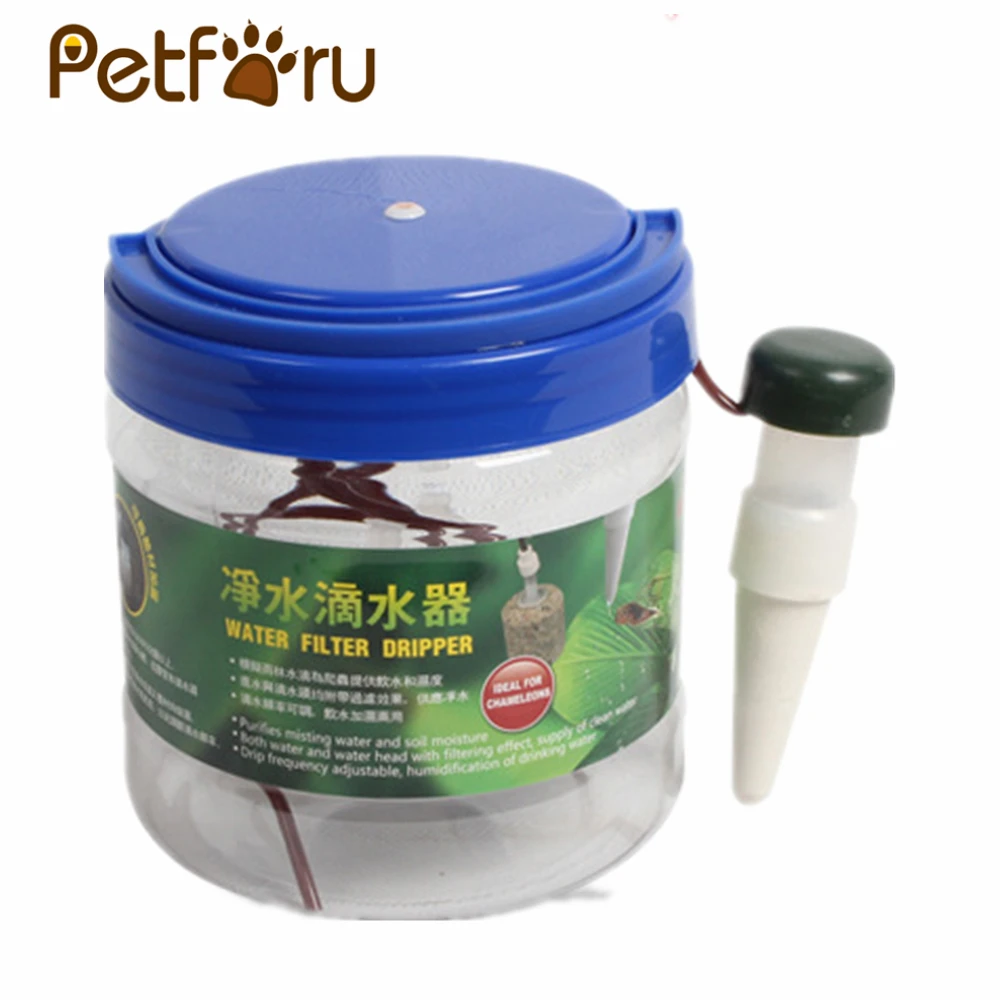 

Petforu Reptile Water Filter Dripper Drip System Drinking Fountain Dispenser for Chameleon Lizard Gecko Horned frog 1.3L