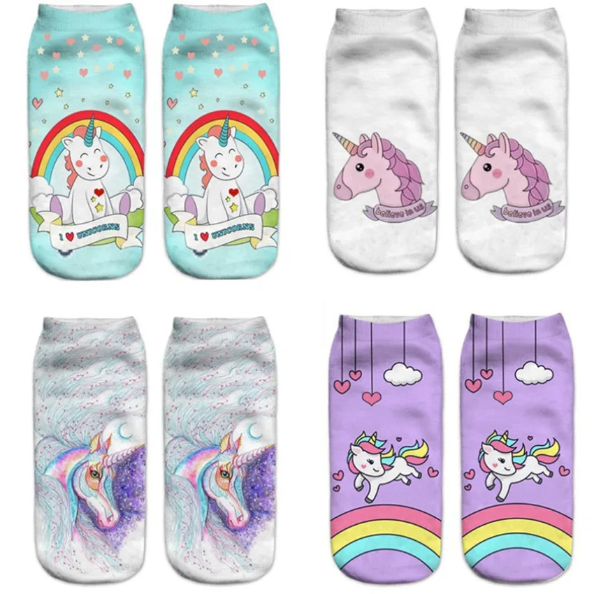 

Party Supplies Unicorn Socks Hot Sale 3d Printed Unisex Boys Girls Socks Low Cut Ankle Short Funny Harajuku Ankle Socks Calzini