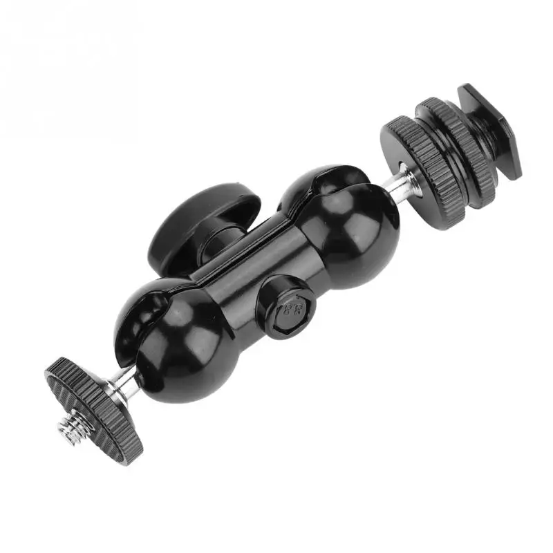 Double Ball Head Mount Arm 90 Degree Connection Cold Shoe Adapter 14