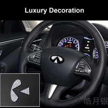 Цинковый сплав кристалл автомобиля рулевое колесо значок Логотип Украшение Стикер автомобиля логотип наклейка для Infiniti Q50 Q50L QX50 QX70 автомобиль-Стайлинг