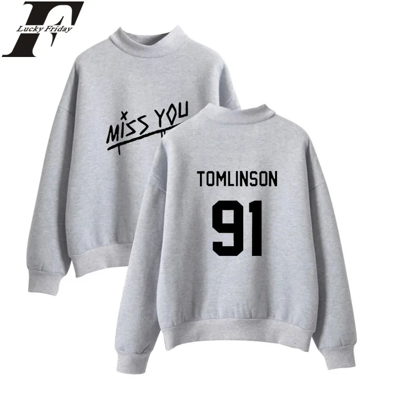 LUCKYFRIDAYF Louis Tomlinson One Direction Turtleneck Hoodies Sweatshirts 2018 Hoodies Outwear Style Clothes Winter Plus Size