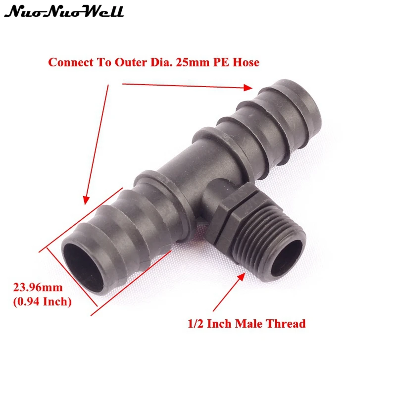 

Соединители тройников для садовых шлангов с резьбой 1/2 дюйма до 25 мм, фитинги для водопроводных труб, детали системы полива теплиц, 10 шт.