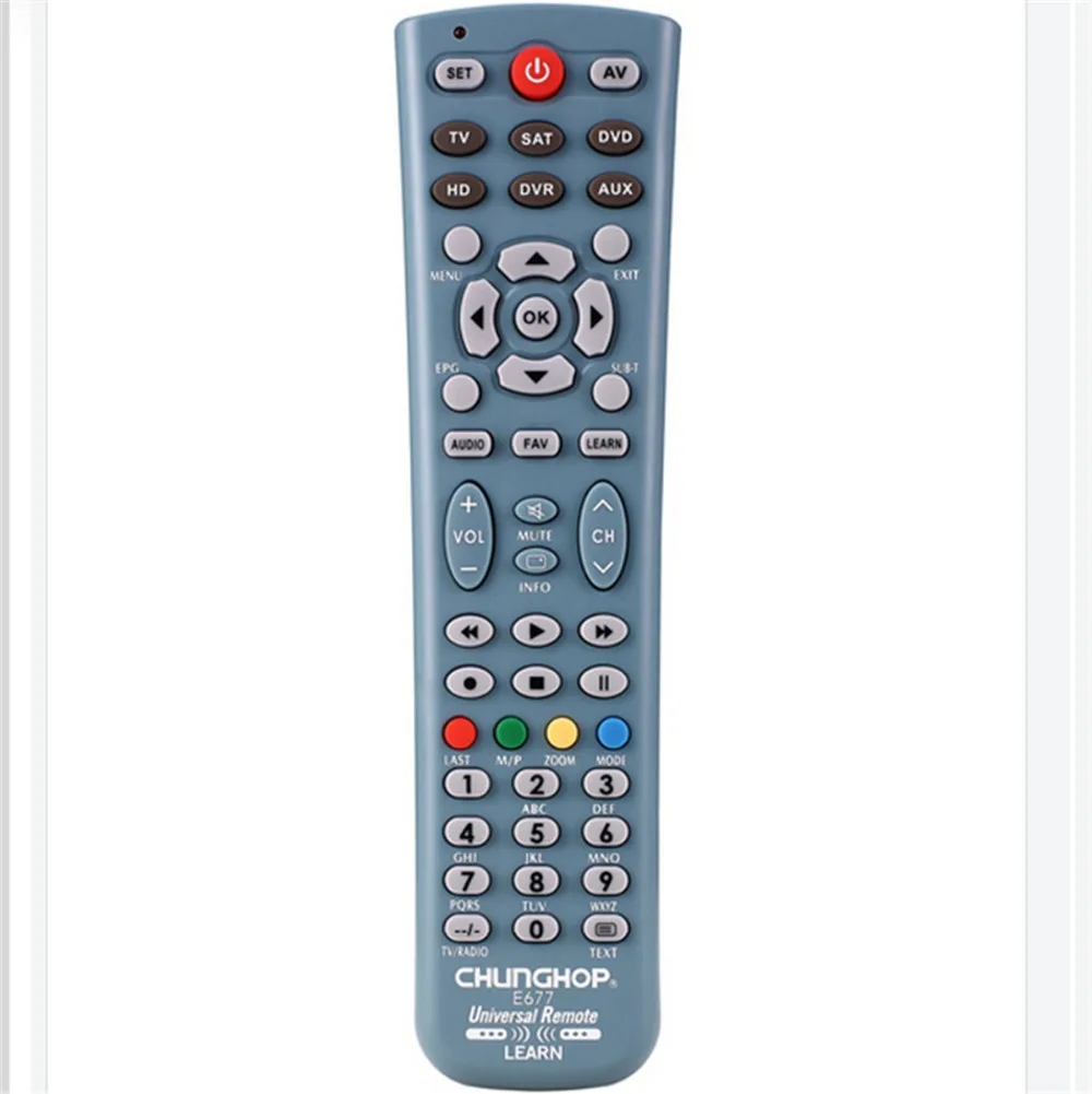 

3PCS/lot Chunghop E677 Combinational remote control learn remote for TV SAT DVD CBL DVB-T AUX universal remote 3D SMART TV CE