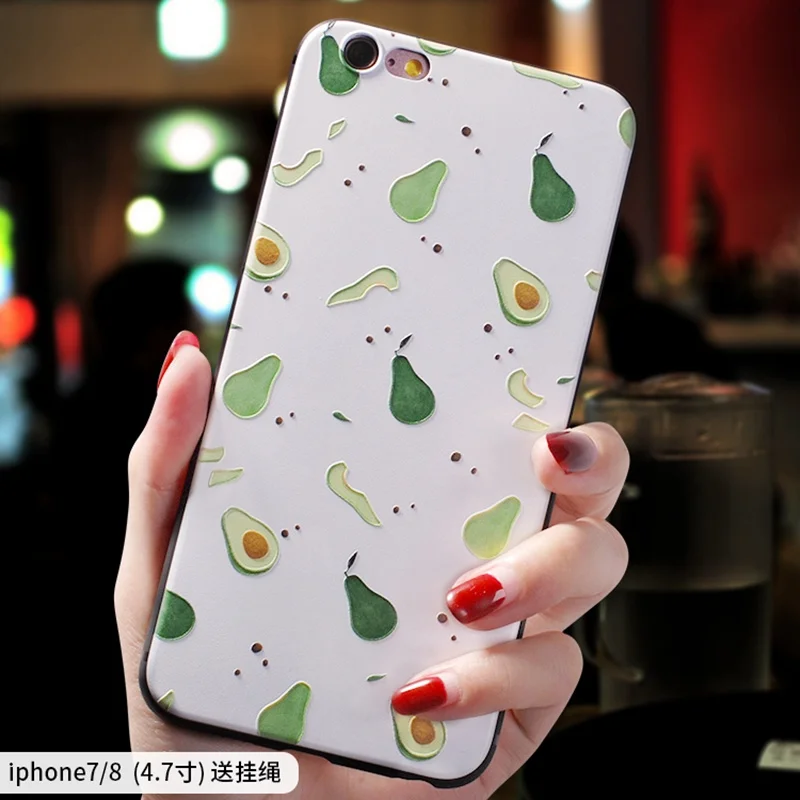 Мультяшный милый чехол с тиснением авокадо персик для Iphone XS MAX X XS XR 7 8 Plus 6 6S PLUS - Цвет: 6 FOR 7 8