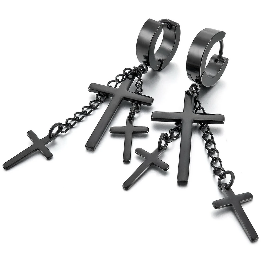 

Stainless Steel Earrings ear clips ear studs Black Cross Gothic Punk Rock