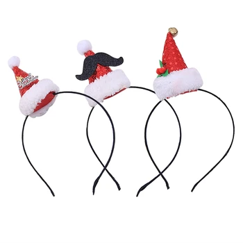 

Lovely Baby Bows Knot Christmas Hat Hot Christmas Headband Santa Xmas Party Decor Double Hair Band Clasp Head Hoop