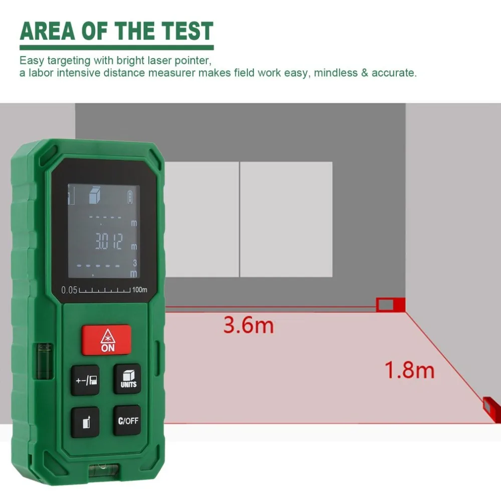 

Handheld Laser Distance Meter Portable Digital Laser Range Finder With LCD Backlight Display Professional Measurement Tool