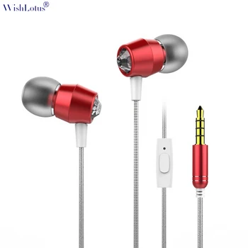 

Heavy bass standard stereo in ear earphone with microphone noise cancelling ergonomic design unique stylish Red Blue Wishlotus