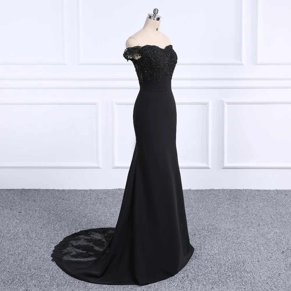 Длинное платье с открытыми плечами, вечернее платье русалки, кружевное платье с аппликацией, длинное вечернее платье