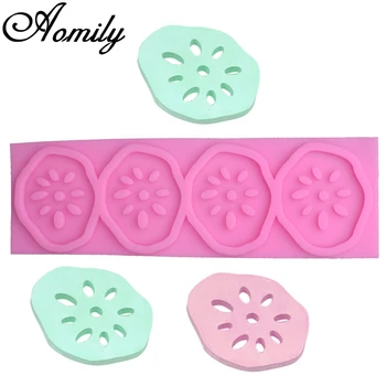 

Aomily 4 Holes Lotus Root 3D Shaped Silicone Soap Candy Fondant Chocolate Kitchen Mould Silicone Chocolate Cookies Cake DIY Mold