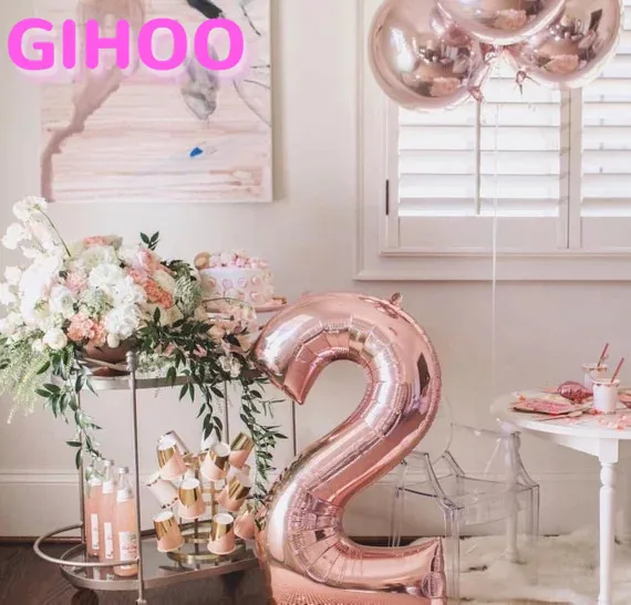 

1PC 30 inch/40 inch Rose Gold Number 2 Balloon Foil Balloon Baby Birthday Party Decorations Anniversary Party Supplies