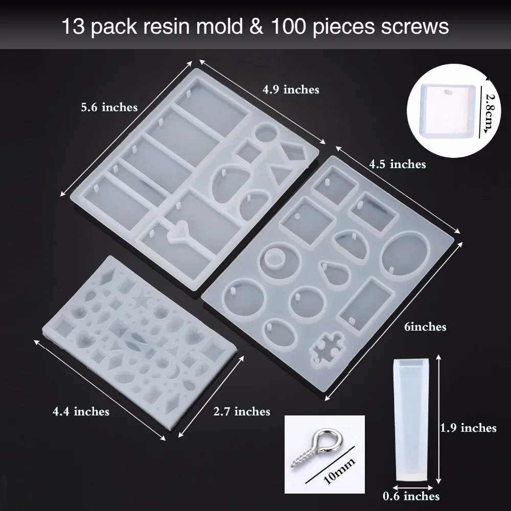 

113pcs/Set Silicone+Metal Molds Nail DIY Bracelet Pendant Drop Glue Mold Kit Craft Mould Molds Nail