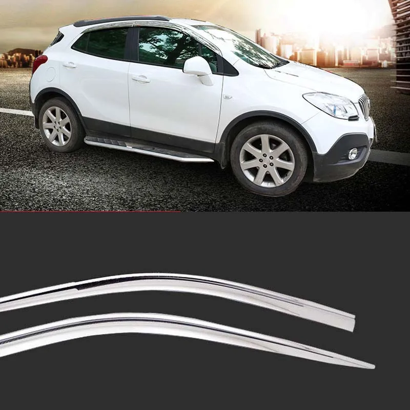 1 Set Brand New Chrome Side Vent Sun Shade Window Visors Rain Guard Deflectors For Buick Encore 2014-2018