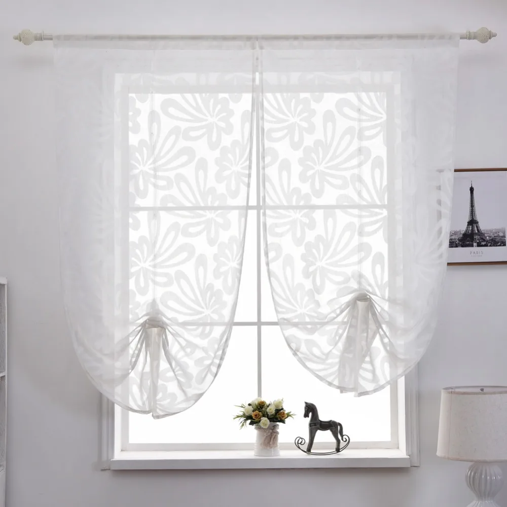 Ready faux curtain pocket adjust treatment kitchen panel curtain modern