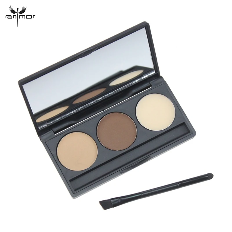 

ANMOR Mini Size 3 Colors Eyebrow Powder Makeup Matte EyeShadow Eye Primer Shadow Women Gift Palette With Double-end Brow Brush