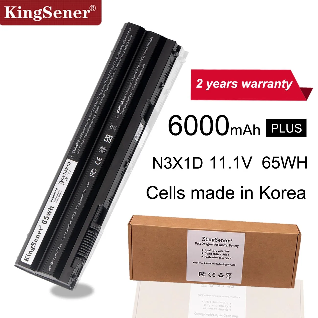 Цена KingSener Корея сотовый 65WH N3X1D ноутбук Батарея для DELL Latitude E5420 E5430 E5520 E5530 E6420 E6520 E6430 E6440 E6530 E6540