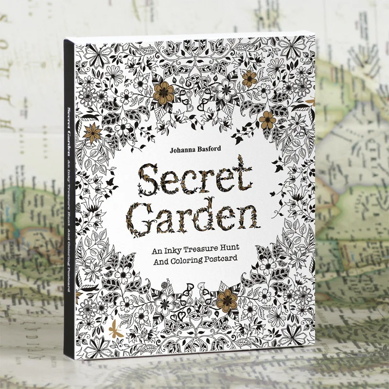 Английский Edition Secret Garden 30 листов раскраски карты Tintage открытки DIY Живопись Рисунок книга окраска книги