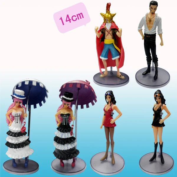 

6pca/set Anime Cartoon One Piece Figures Luffy Robin Dracule Mihawk Perona PVC Action Figures Toys