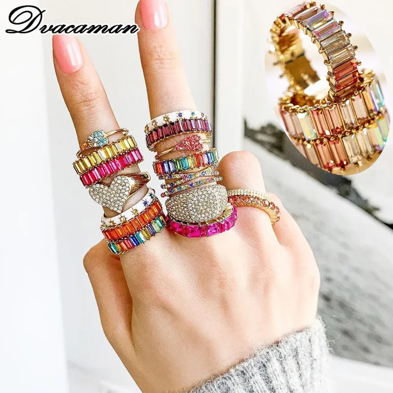 

Dvacaman Luxury Brand Multi-Color Crystal Ring for Women 2019 Trendy Round Shaped Ring Engagement Gifts Jewelry Wedding Bijoux