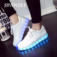 Spansee Size 35-45 LED Shoes with Light Up USB Led Slippers Glowing Sneakers Luminous Shoes Baskets Tenis Feminino Infantil