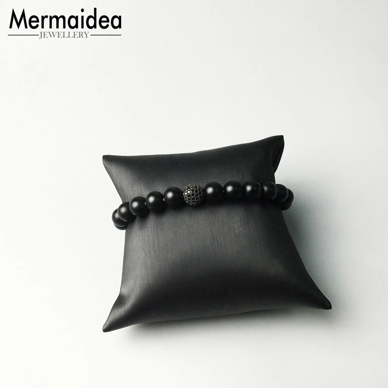 Браслет Strand с дроблеными бусинами бисер из обсидиана Новинка Sieraden серебро модные украшения модный подарок для мужчин и женщин девочек