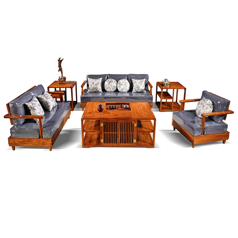 6 шт./компл. античный из красного дерева диван набор для гостиной пользовательские деревянные чайный столик диван наборы Ежик Мин Цин классическая мебель
