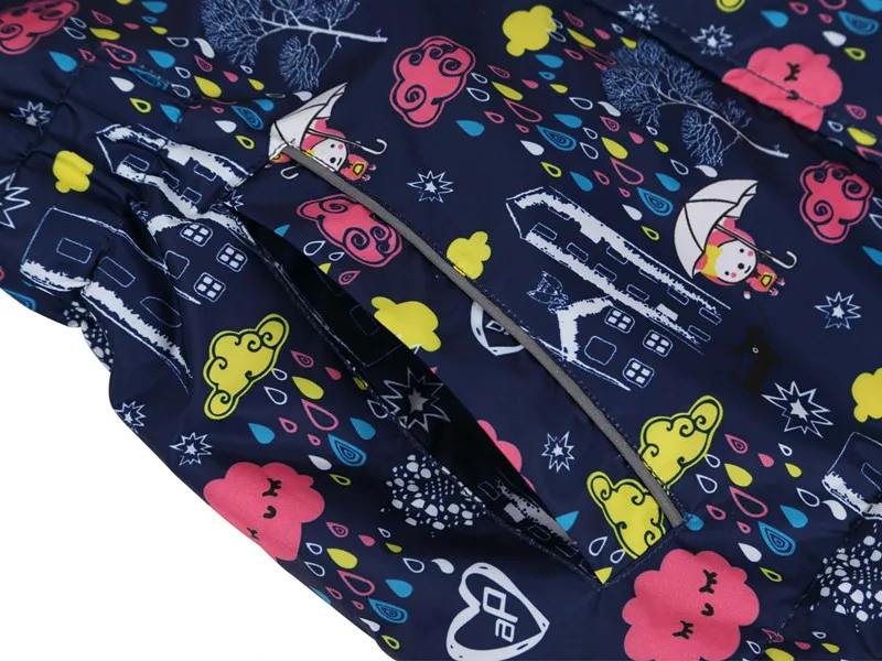 Kids Girl Rain Drops Cartoon Windproof Jacket 8
