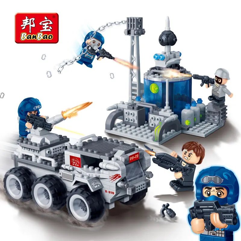 

BanBao 6209 Building Blocks Super Police Center Base Car Educational Bricks Model Toy Children Kids Friend Compatible With Legoe