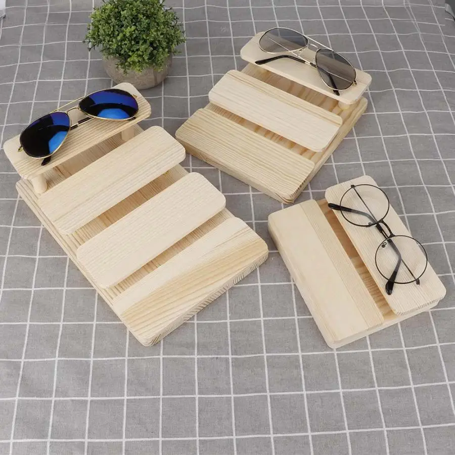 

portable Stairs Type Wood Frame Stand Eyeglasses Sunglasses Display Show Holder Rack Organizer for Jewelry Clothing Accessories